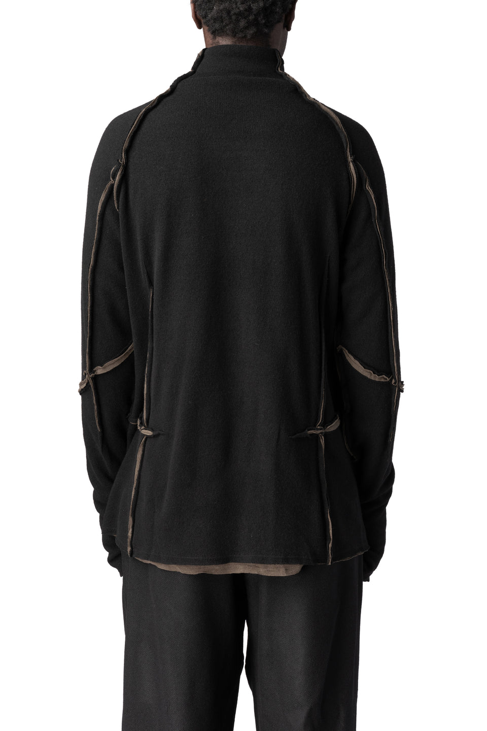 Double layer knitted turtleneck, Black & Mushroom Brown