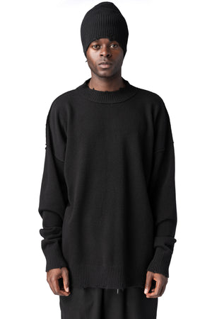 Andrea Ya'Aqov | AW26 - Destroyed knitted cashmere wool beanie, Black 26MMAG77
