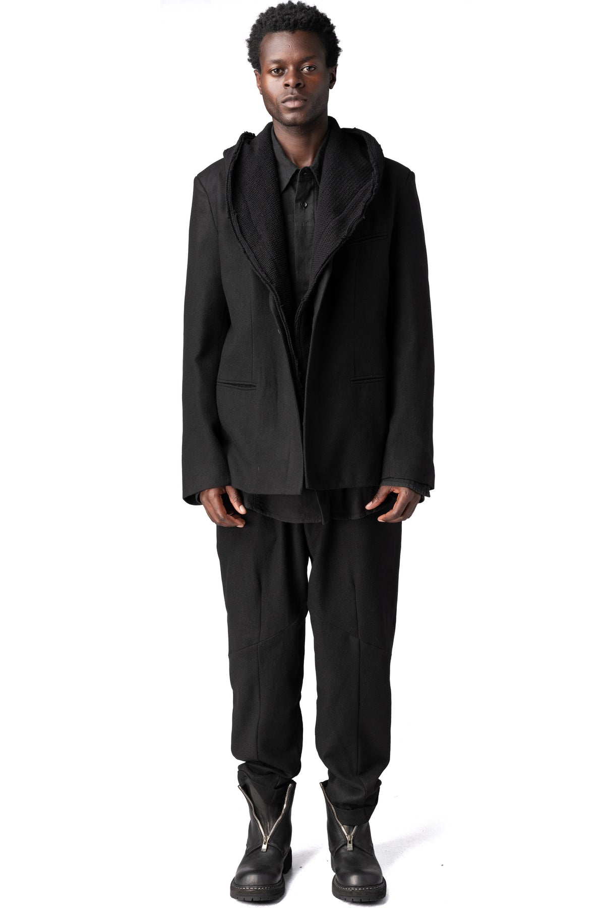 Andrea Ya'Aqov | AW26 - Wool cashmere blazer with hoodie, Black 26MORC64