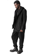 Wool cashmere blazer with hoodie, Black