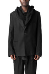 Wool cashmere blazer with hoodie, Black