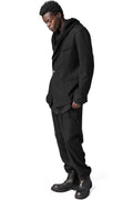 Wool cashmere blazer with hoodie, Black