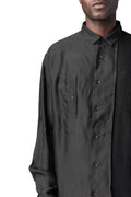 Panelled wool regular fit shirt, Black