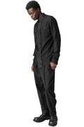 Panelled wool regular fit shirt, Black