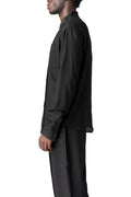 Panelled wool regular fit shirt, Black
