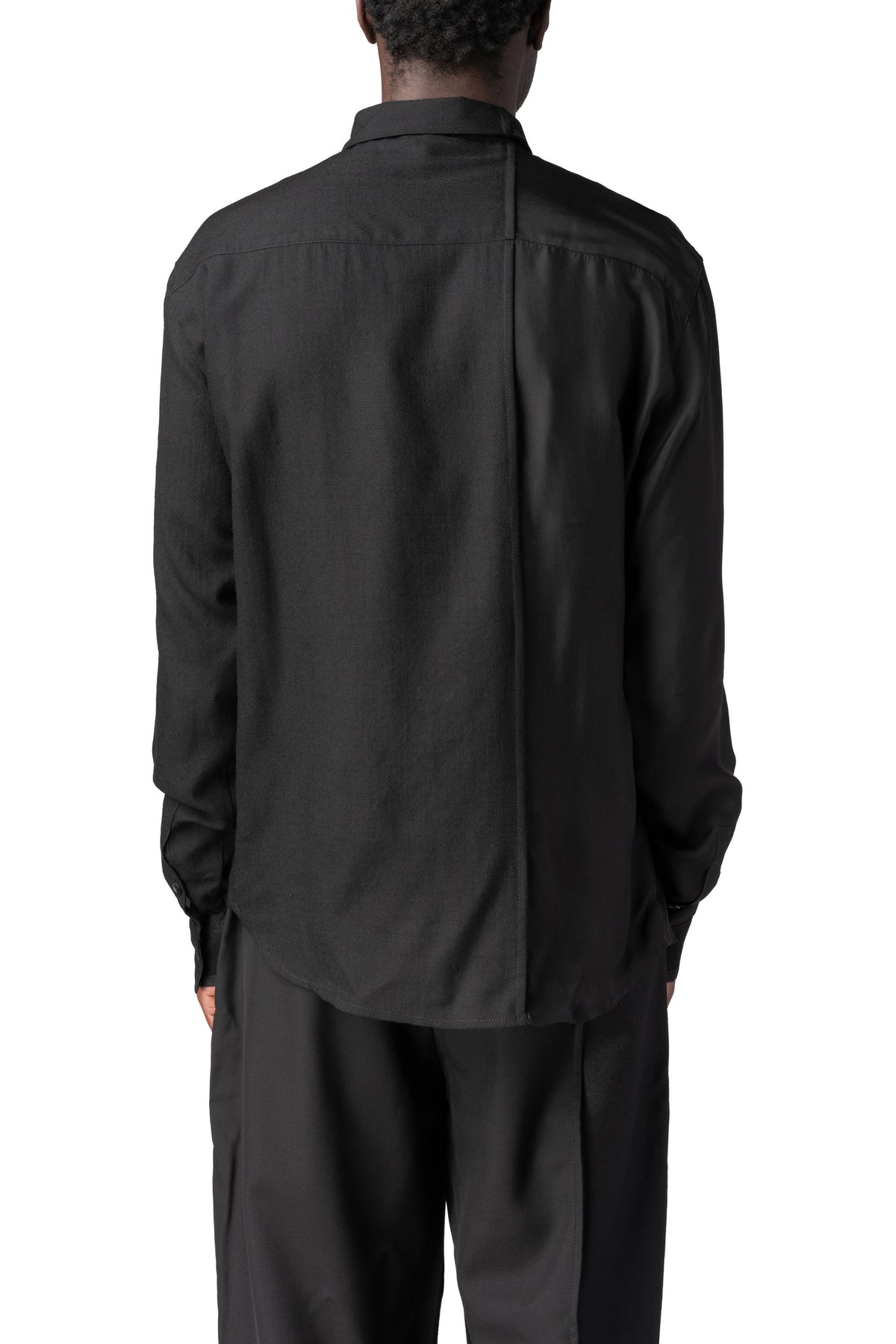 Andrea Ya'Aqov | AW26 - Panelled wool regular fit shirt, Black 26MCIT31