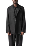 Oversized panelled virgin wool blazer, Black