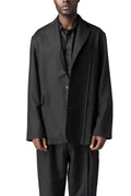 Oversized panelled virgin wool blazer, Black
