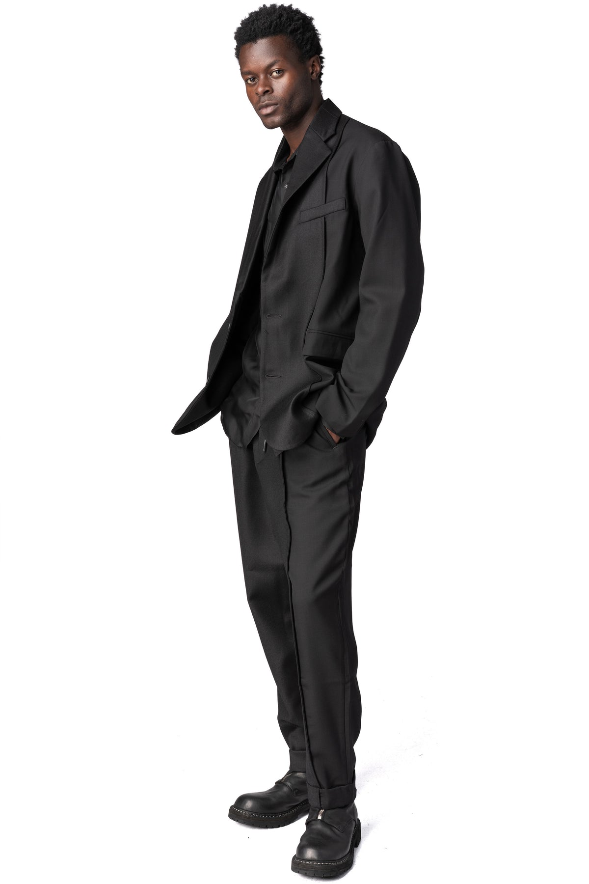 Andrea Ya'Aqov | AW26 - Oversized panelled virgin wool blazer, Black 26MDUT32
