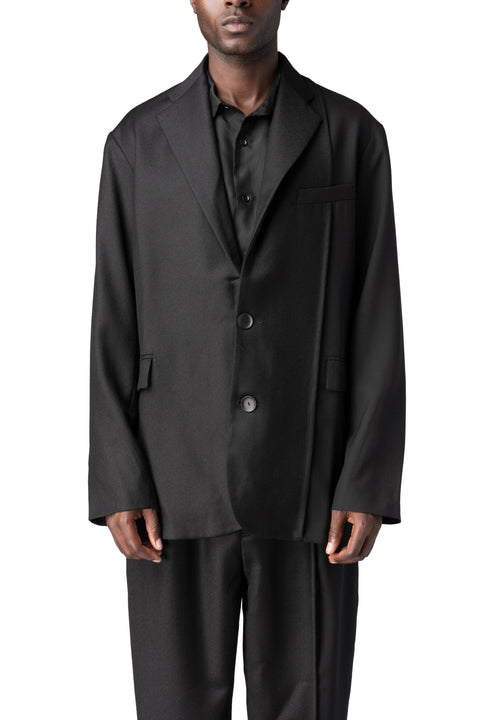 Andrea Ya'Aqov | AW26 - Oversized panelled virgin wool blazer, Black 26MDUT32