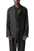 Oversized panelled virgin wool blazer, Black
