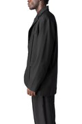 Oversized panelled virgin wool blazer, Black