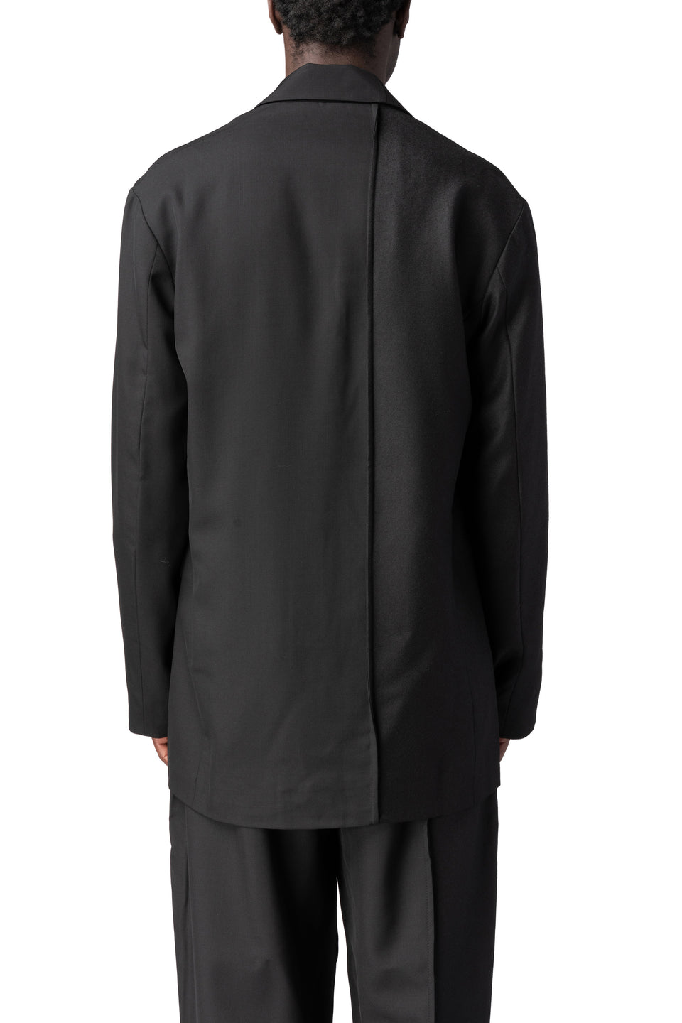 Oversized panelled virgin wool blazer, Black