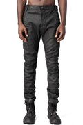 Zip detail slim stretch cotton pants, Black Leather