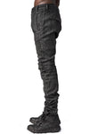 Zip detail slim stretch cotton pants, Black Leather
