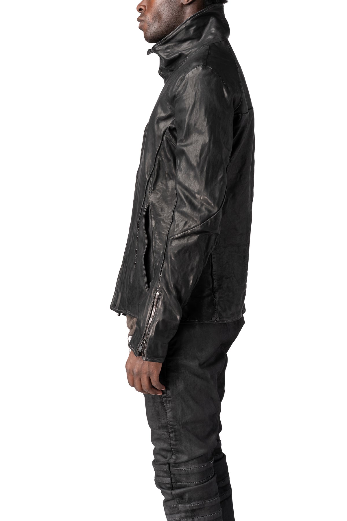 Incarnation | AW26 - Horse leather high collar blouson, Black 11-41497S