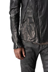 Horse leather high collar blouson, Black