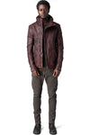 Horse leather high collar blouson, Burgundy