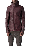 Horse leather high collar blouson, Burgundy