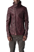 Horse leather high collar blouson, Burgundy