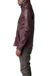 Horse leather high collar blouson, Burgundy