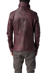 Horse leather high collar blouson, Burgundy