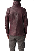 Horse leather high collar blouson, Burgundy