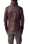 Horse leather high collar blouson, Burgundy