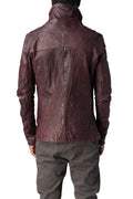 Horse leather high collar blouson, Burgundy