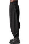 Oversized low-crotch embossed fleece trousers, Black