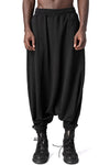 Oversized low-crotch embossed fleece trousers, Black