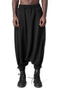 Oversized low-crotch embossed fleece trousers, Black