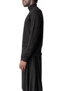 Regular stretch bamboo turtleneck, Black