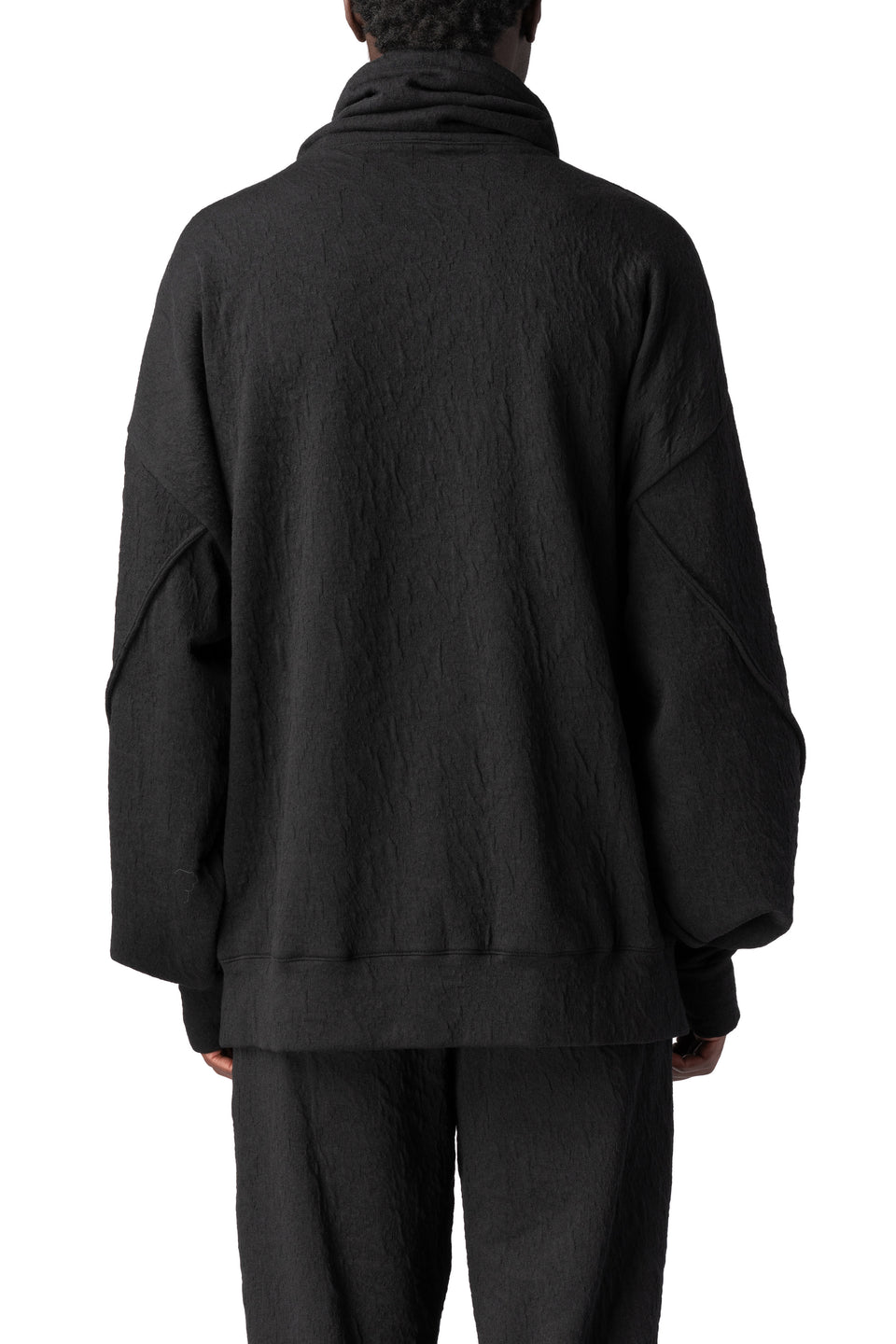 Oversized embossed fleece sweatshirt, Black