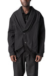 Regular asymmetric textured cotton jacket, Black