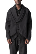 Regular asymmetric textured cotton jacket, Black