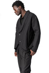Regular asymmetric textured cotton jacket, Black