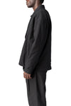 Regular asymmetric textured cotton jacket, Black