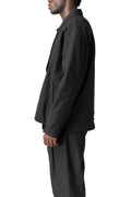 Regular asymmetric textured cotton jacket, Black