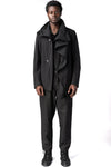 Regular asymmetric textured cotton jacket, Black