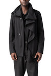 Regular asymmetric textured cotton jacket, Black