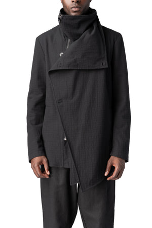 La Haine Inside Us | AW26 - Regular asymmetric textured cotton jacket, Black M1364