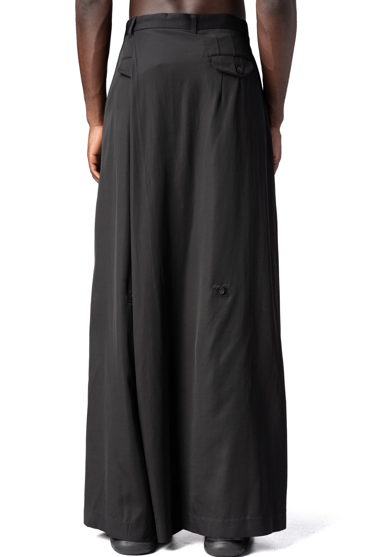 Julius_7 | AW26 - Wrap panel draped trousers, Black 957PAM1