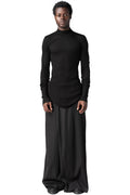 Ribbed high neck long sleeve top, Black