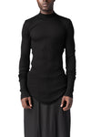 Ribbed high neck long sleeve top, Black