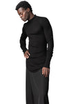 Ribbed high neck long sleeve top, Black