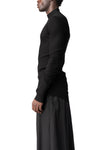 Ribbed high neck long sleeve top, Black
