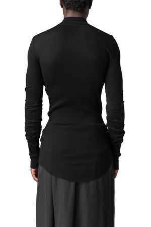Julius_7 | AW26 - Ribbed high neck long sleeve top, Black 957CUM5