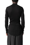 Ribbed high neck long sleeve top, Black