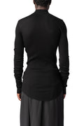 Ribbed high neck long sleeve top, Black